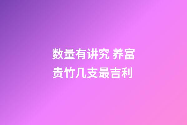 数量有讲究 养富贵竹几支最吉利